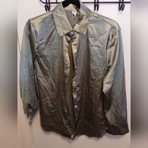 Fashion Classic Olive Green Button-Up/Down Blouse XL